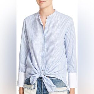 Helmet Lang Oxford Tuxedo Shirt - Medium Blue Size Small